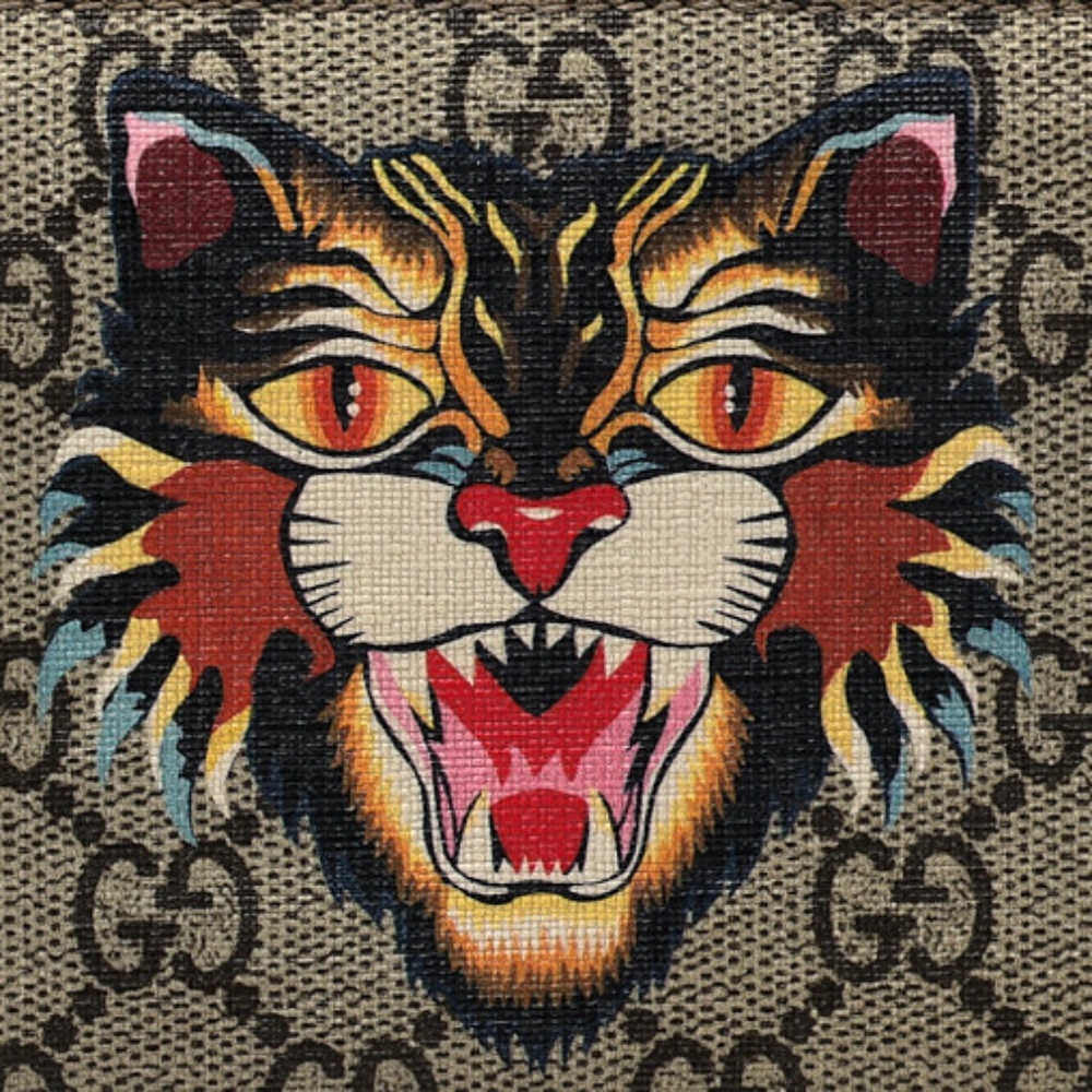 Gucci Angry Cat Print GG Supreme Zip Around Wallet - Picture 3 of 11